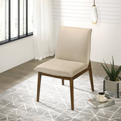 Monza Contemporary Dining Chair Set, beige upholstery with solid wood frame on Tampa Home & Garden Store