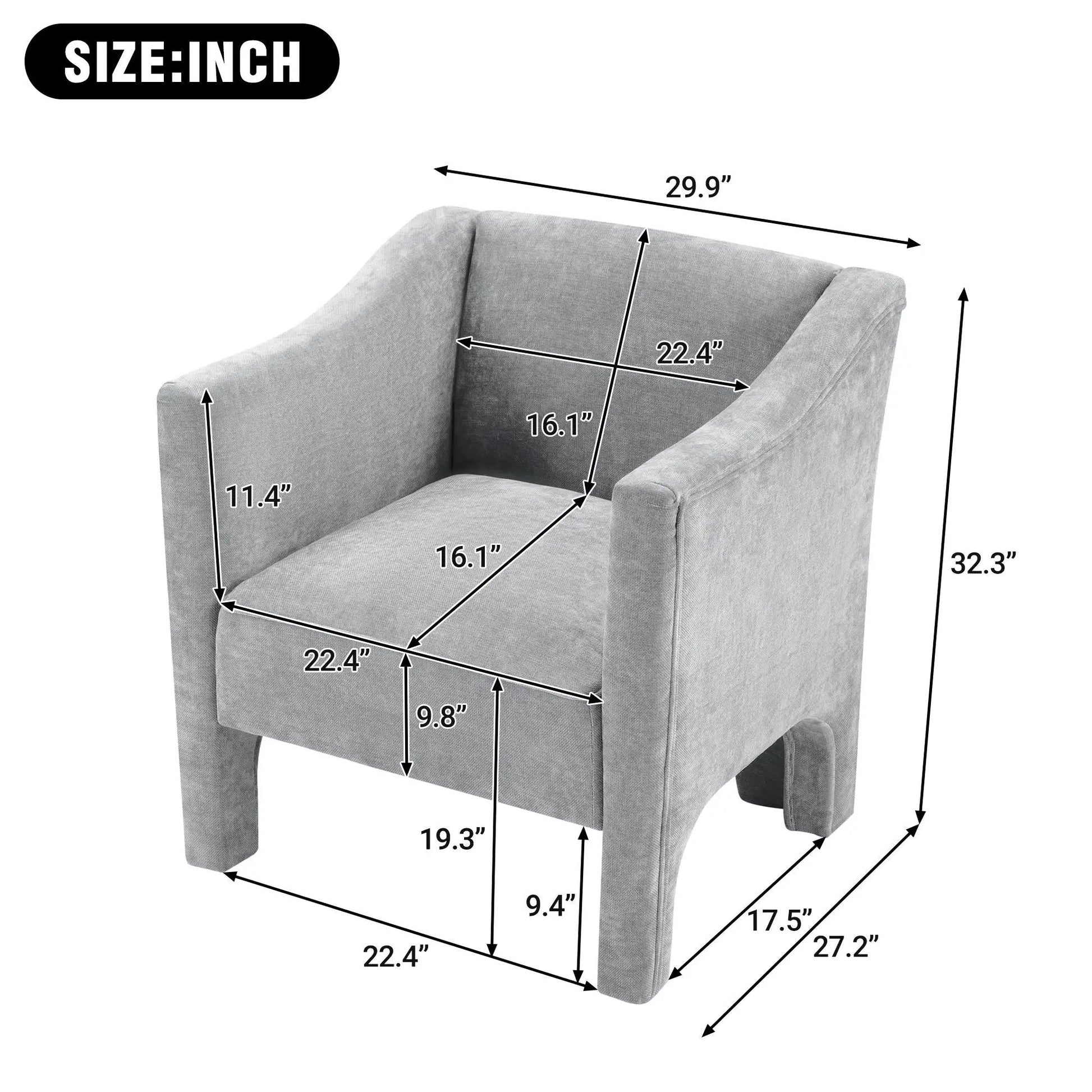 Barrel Accent Chair With Enclosed Arms in gray fabric by Unique Piece Furniture on Tampa Home & Garden Store
