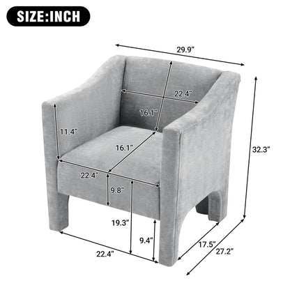 Barrel Accent Chair With Enclosed Arms in gray fabric by Unique Piece Furniture on Tampa Home & Garden Store