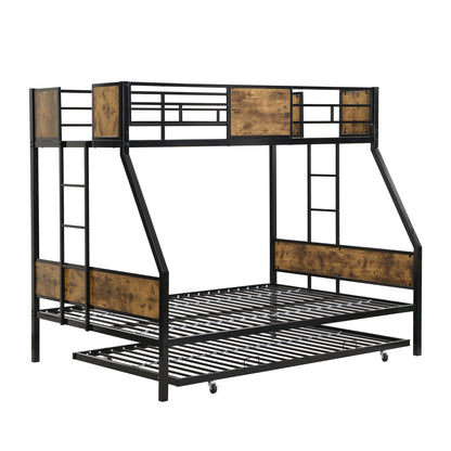 Modern Metal Bunk Bed by HouseOfZazla with side ladders and guardrail black metal frame wood panels on Tampa Home & Garden Store