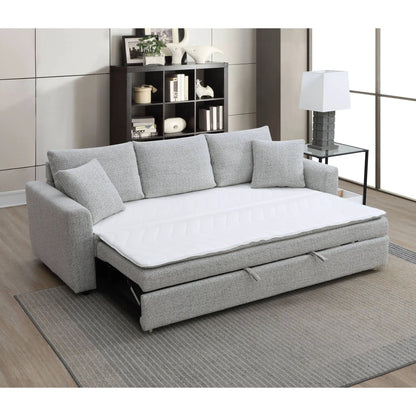 Connie beige boucle sleeper sectional sofa with 2 toss pillows Unique Piece Furniture on Tampa Home & Garden Store