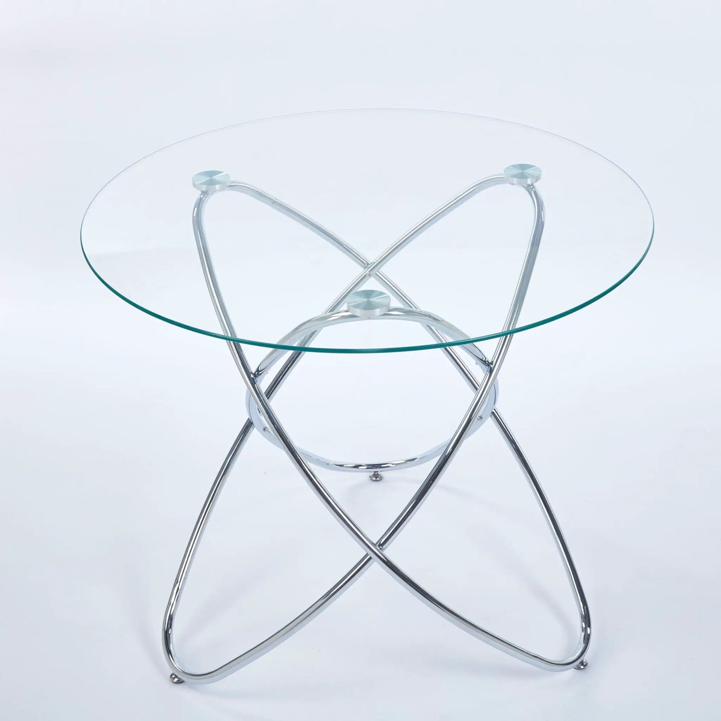 Metal Leg Dining Table with Tempered Glass Top