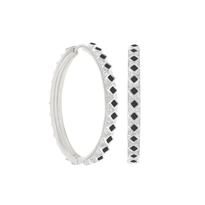 Crystal hoop earrings by Lauren G Adams; silver hoops with pavé crystals and black stones, 3pc on Tampa Home & Garden Store