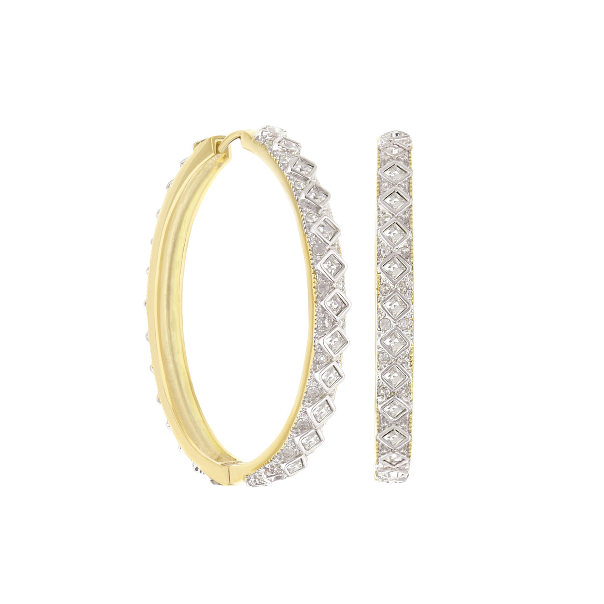 Crystal hoop earrings by Lauren G Adams with square crystals, gold and silver tones, set of 2 on Tampa Home & Garden Store