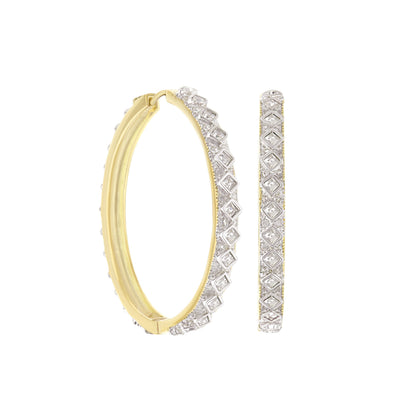 Crystal hoop earrings by Lauren G Adams with square crystals, gold and silver tones, set of 2 on Tampa Home & Garden Store