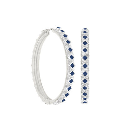 Lauren G Adams Crystal Hoop Earrings pair with blue square stones on silver pavé hoops on Tampa Home & Garden Store