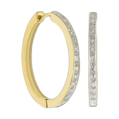 Pave Hoop Earrings — Baguette Row by Lauren G Adams, gold-tone hoops with pavé diamonds on Tampa Home & Garden Store