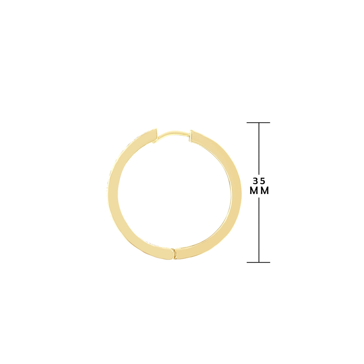 Pave Hoop Earrings — Baguette Row gold-tone hoop, 35mm diameter on Tampa Home & Garden Store