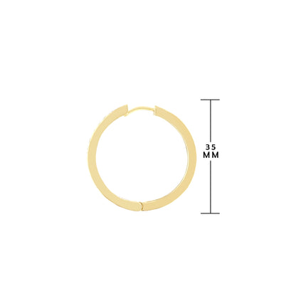 Pave Hoop Earrings — Baguette Row gold-tone hoop, 35mm diameter on Tampa Home & Garden Store