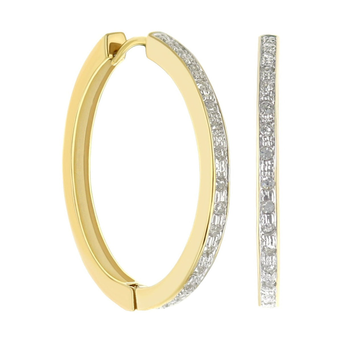 Pave Hoop Earrings — Baguette Row by Lauren G Adams, yellow gold with diamond pavé edge on Tampa Home & Garden Store
