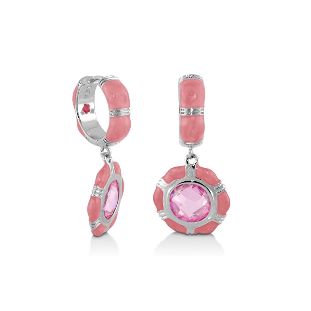 Prince Charming Cubic Zirconia Earrings pink enamel silver drop style by Lauren G Adams on Tampa Home & Garden Store