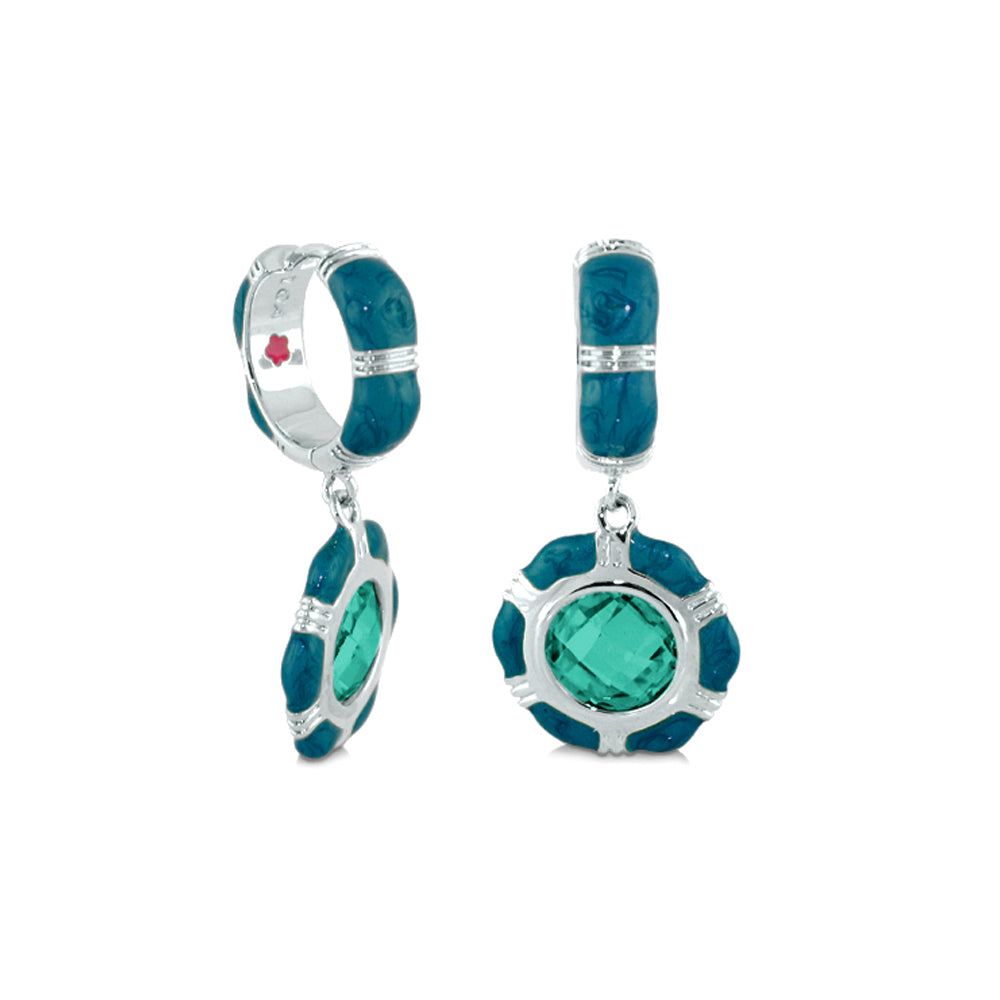 Prince Charming Cubic Zirconia Earrings turquoise with green center gem Lauren G Adams earrings on Tampa Home & Garden Store