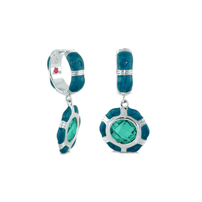 Prince Charming Cubic Zirconia Earrings turquoise with green center gem Lauren G Adams earrings on Tampa Home & Garden Store