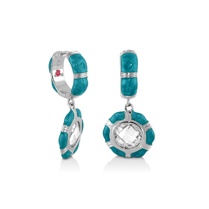 Prince Charming Cubic Zirconia Earrings pair, turquoise silver-tone drop hoops by Lauren G Adams on Tampa Home & Garden Store