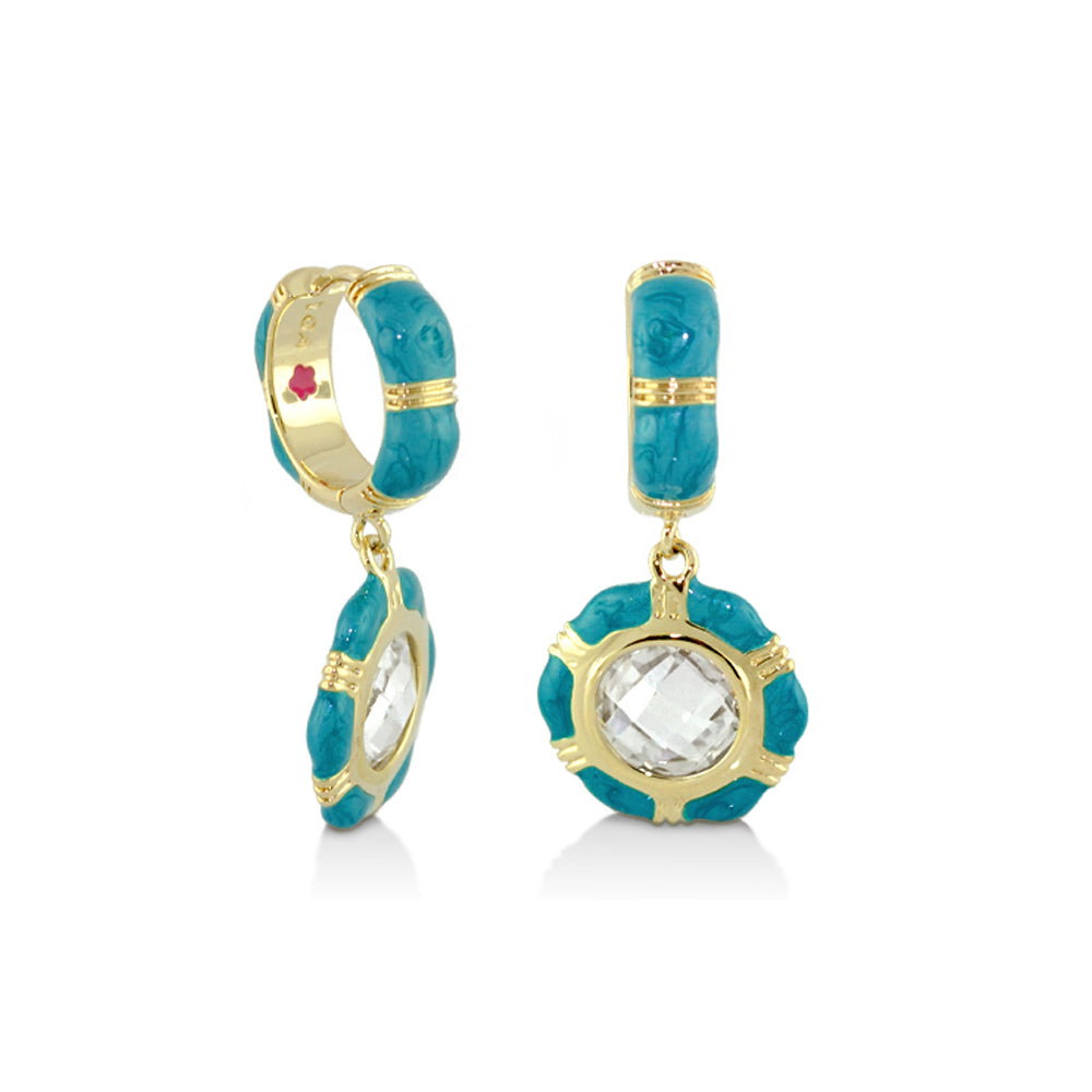 Prince Charming CZ Earrings, turquoise with gold-tone setting and pair by Lauren G Adams on Tampa Home & Garden Store