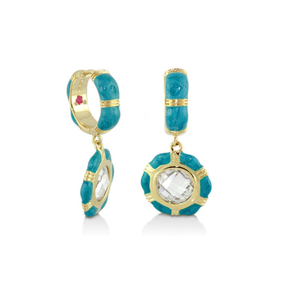 Prince Charming CZ Earrings, turquoise with gold-tone setting and pair by Lauren G Adams on Tampa Home & Garden Store