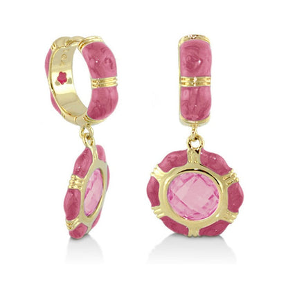 Prince Charming Cubic Zirconia Earrings by Lauren G Adams, pink enamel with gold-tone settings, pair on Tampa Home & Garden Store
