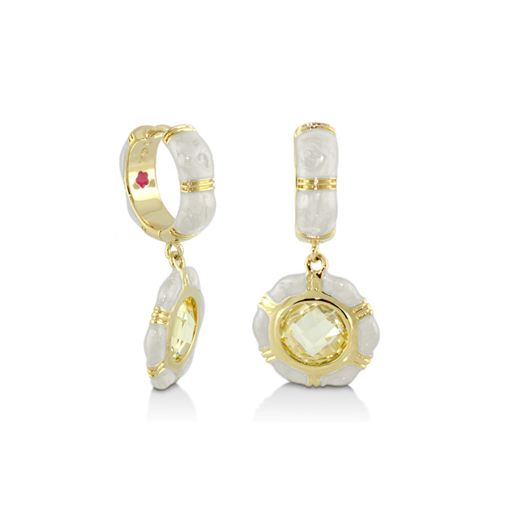Prince Charming Cubic Zirconia Earrings by Lauren G Adams, gold-tone drop with yellow gem on Tampa Home & Garden Store