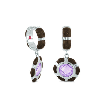 Prince Charming Cubic Zirconia Earrings by Lauren G Adams in silver with brown wood purple CZ on Tampa Home & Garden Store