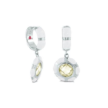 Prince Charming Cubic Zirconia Earrings, silver-tone drops with pale yellow center on Tampa Home & Garden Store