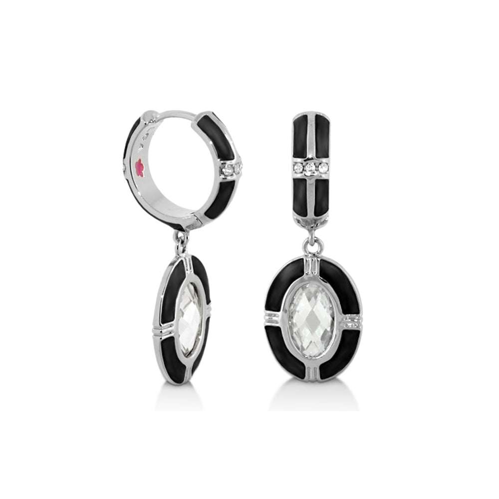 Prince Charming Dangle Earrings by Lauren G Adams, enamel black oval drops with crystals on Tampa Home & Garden Store