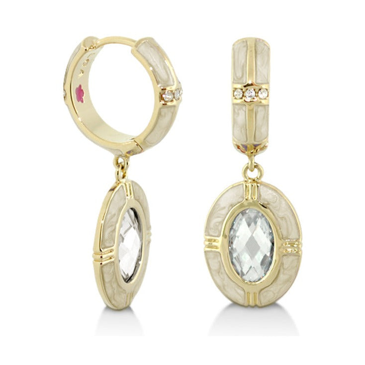 Prince Charming Earrings enamel-framed oval drop with clear crystals Lauren G Adams pair on Tampa Home & Garden Store