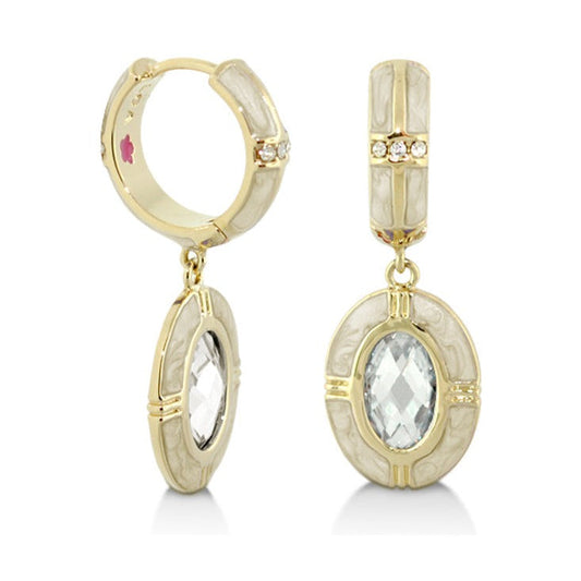 Prince Charming Earrings enamel-framed oval drop with clear crystals Lauren G Adams pair on Tampa Home & Garden Store