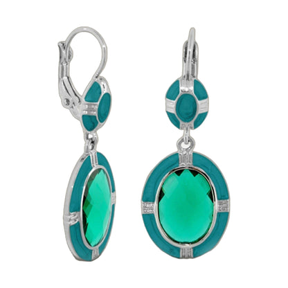 Prince Charming Earrings enamel-framed oval turquoise stones leverback by Lauren G Adams on Tampa Home & Garden Store