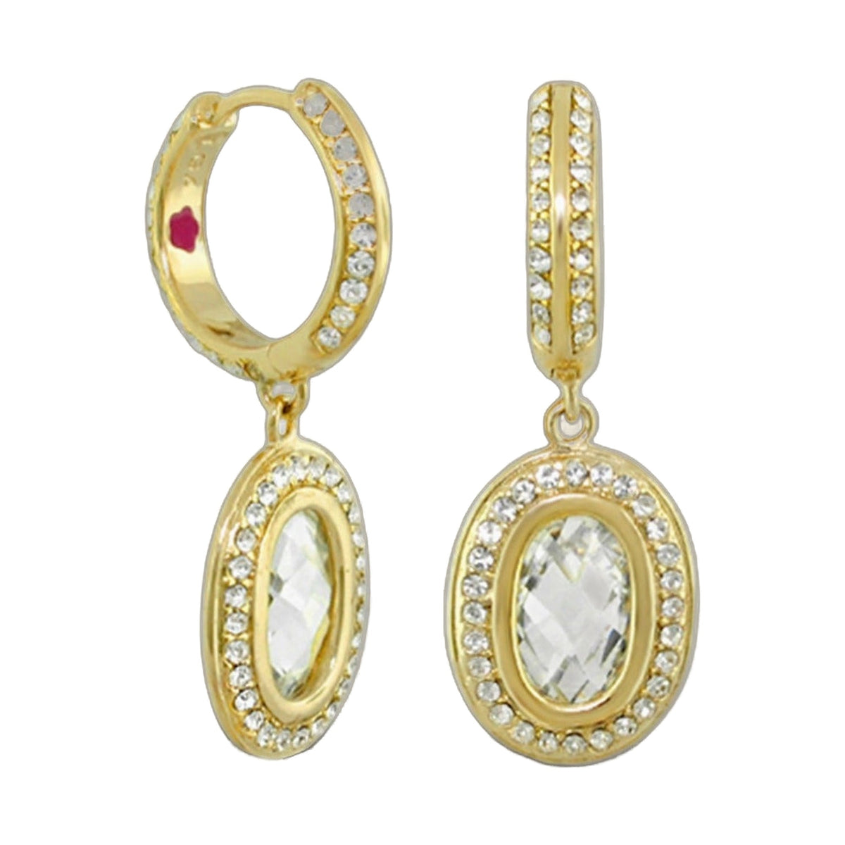 Classic Charm Huggie earrings by Lauren G Adams in gold-tone with pavé crystals and dangling disc charms on Tampa Home & Garden Store