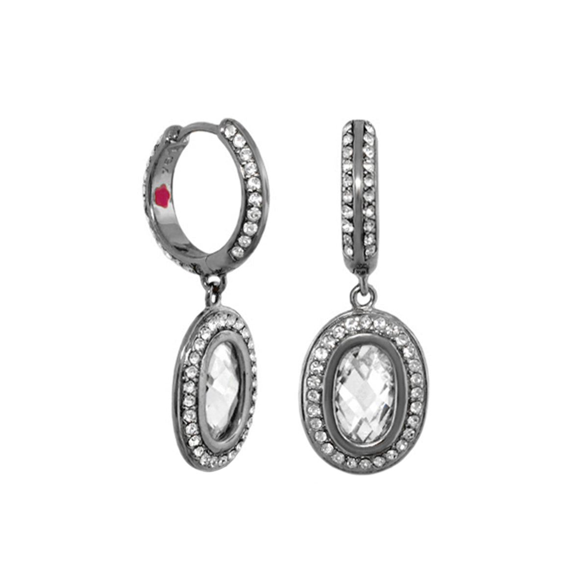 Classic Charm Huggie Earrings pair by Lauren G Adams in silver-tone with pavé crystals on Tampa Home & Garden Store
