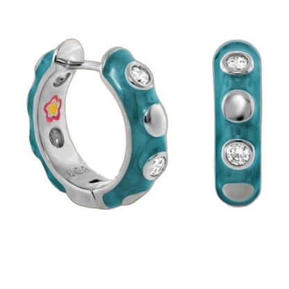 Stackable Fiesta Dot Huggie Earrings turquoise enamel with crystal dots by Lauren G Adams on Tampa Home & Garden Store