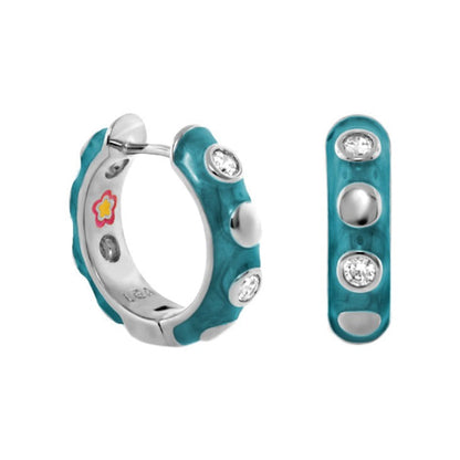 Stackable Fiesta Dot Huggie Earrings by Lauren G Adams in turquoise enamel with crystal accents on Tampa Home & Garden Store