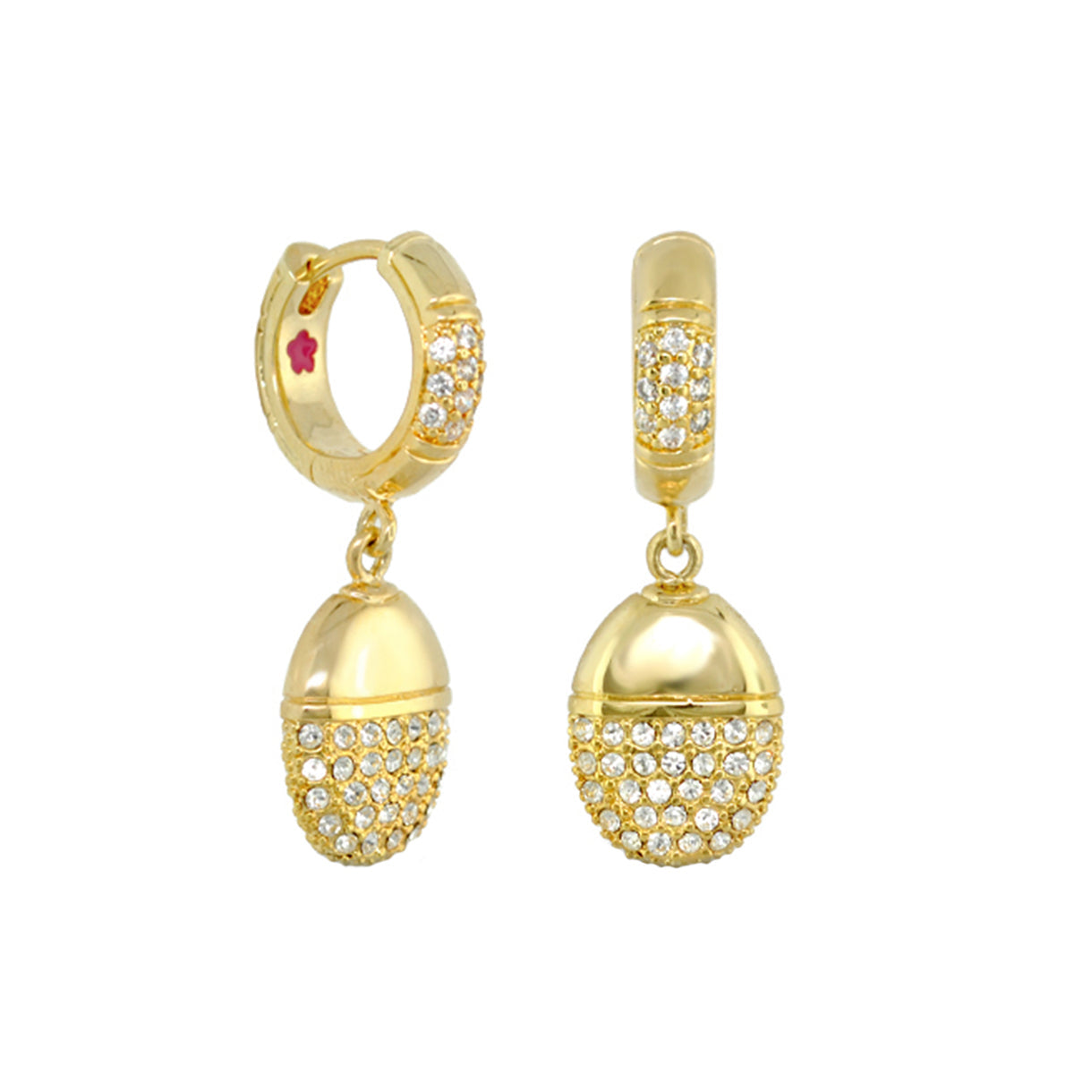 Lauren G Adams Classic Charm Earrings gold-tone huggie hoops with pavé crystal ball drops on Tampa Home & Garden Store