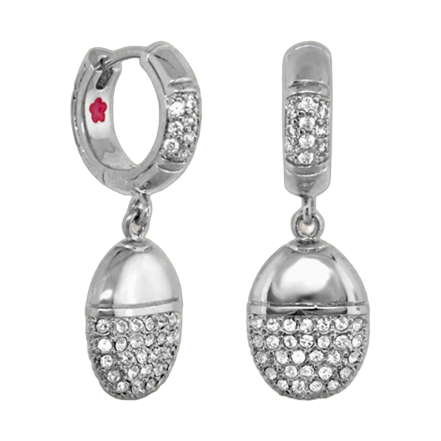 Classic Charm Earrings Lauren G Adams, silver-tone pair with crystal pavé and pink charm on Tampa Home & Garden Store