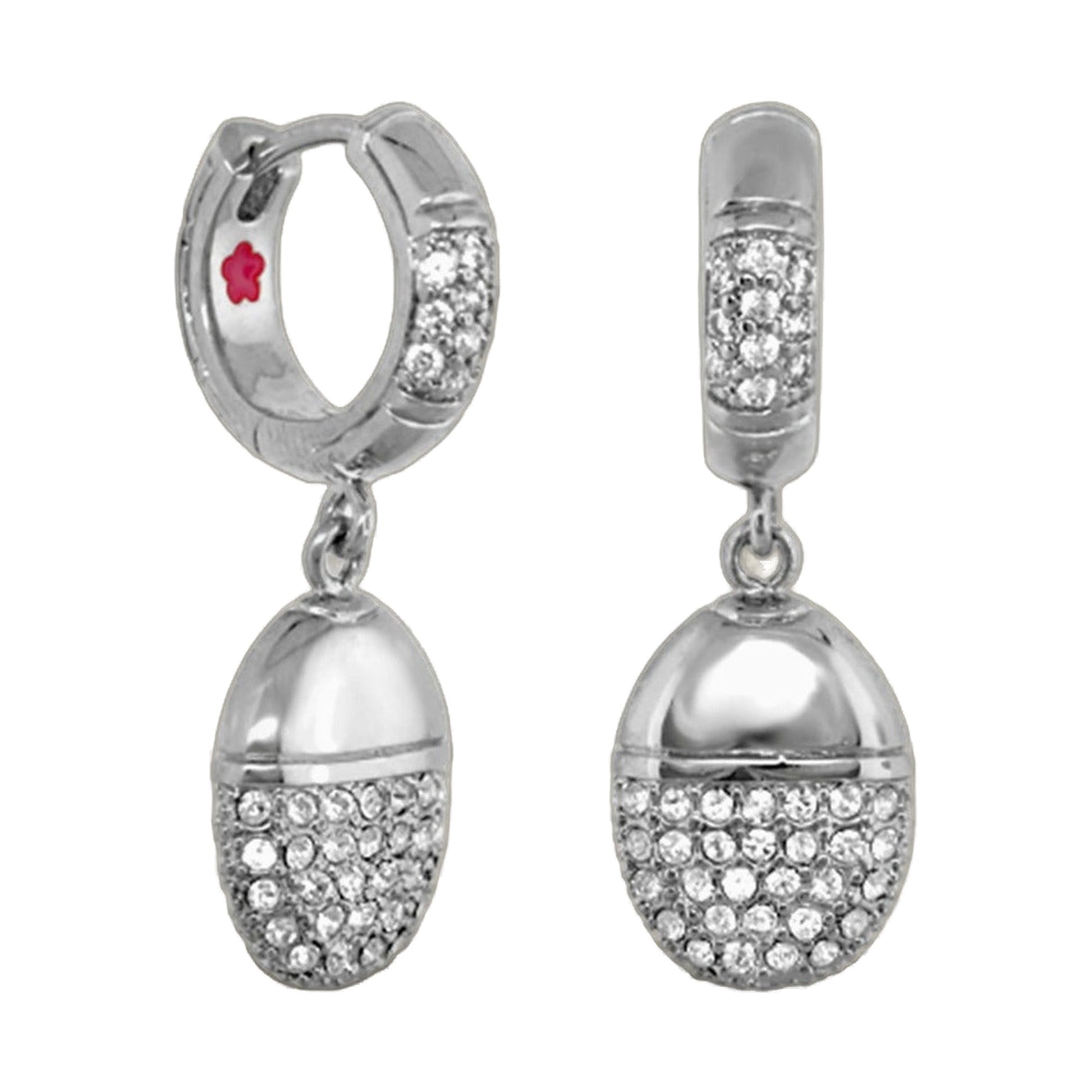 Classic Charm Earrings Lauren G Adams, silver-tone pair with crystal pavé and pink charm on Tampa Home & Garden Store