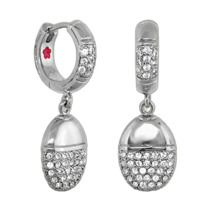 Classic Charm Earrings Lauren G Adams, silver-tone pair with crystal pavé and pink charm on Tampa Home & Garden Store