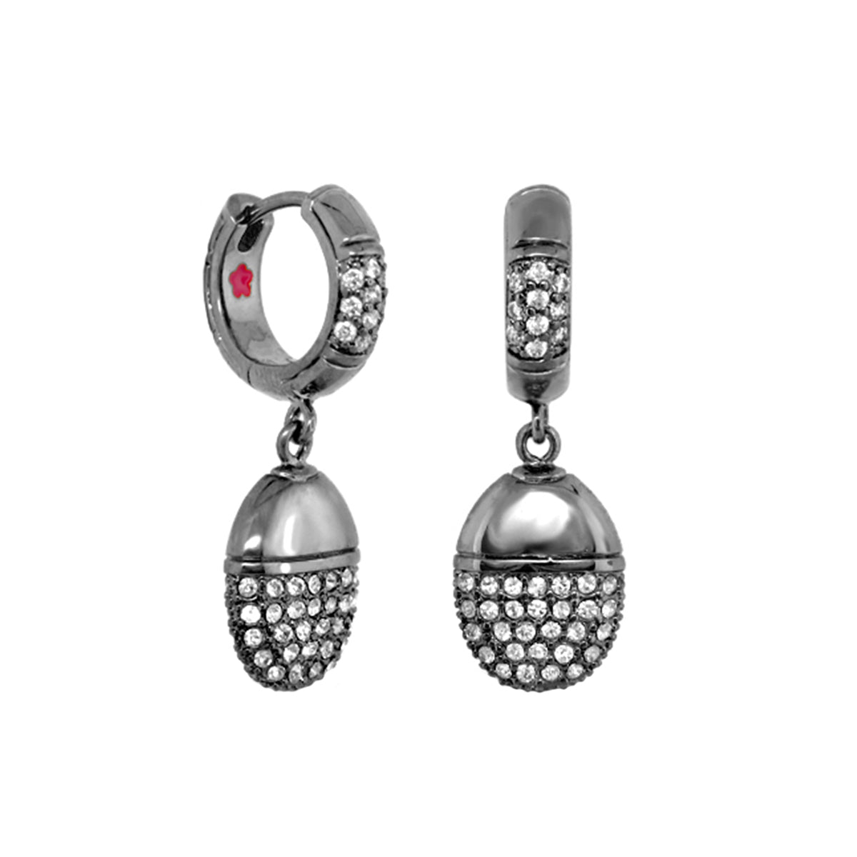 Classic Charm Earrings pair: silver-tone hoops with crystal pavé drop charms Lauren G Adams on Tampa Home & Garden Store