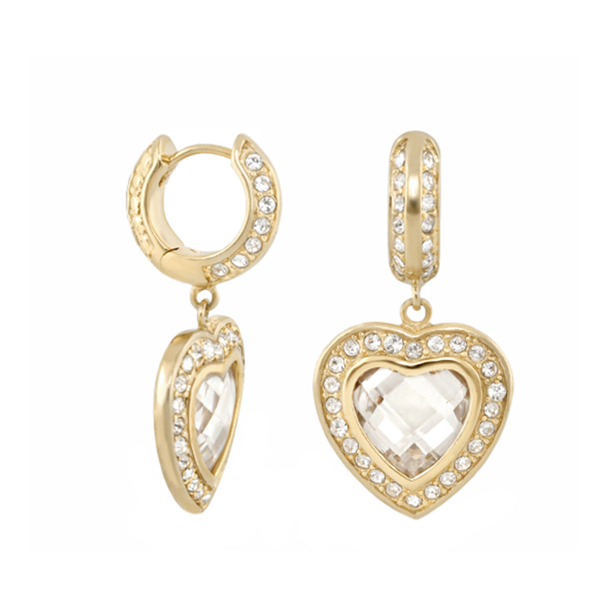 Classic Charm Heart Earrings, a gold-tone pair with crystal heart pendant by Lauren G Adams on Tampa Home & Garden Store