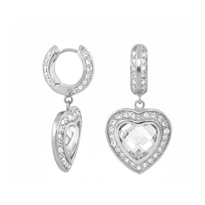 Classic Charm Heart Earrings by Lauren G Adams, silver-tone hoops with heart pendant on Tampa Home & Garden Store