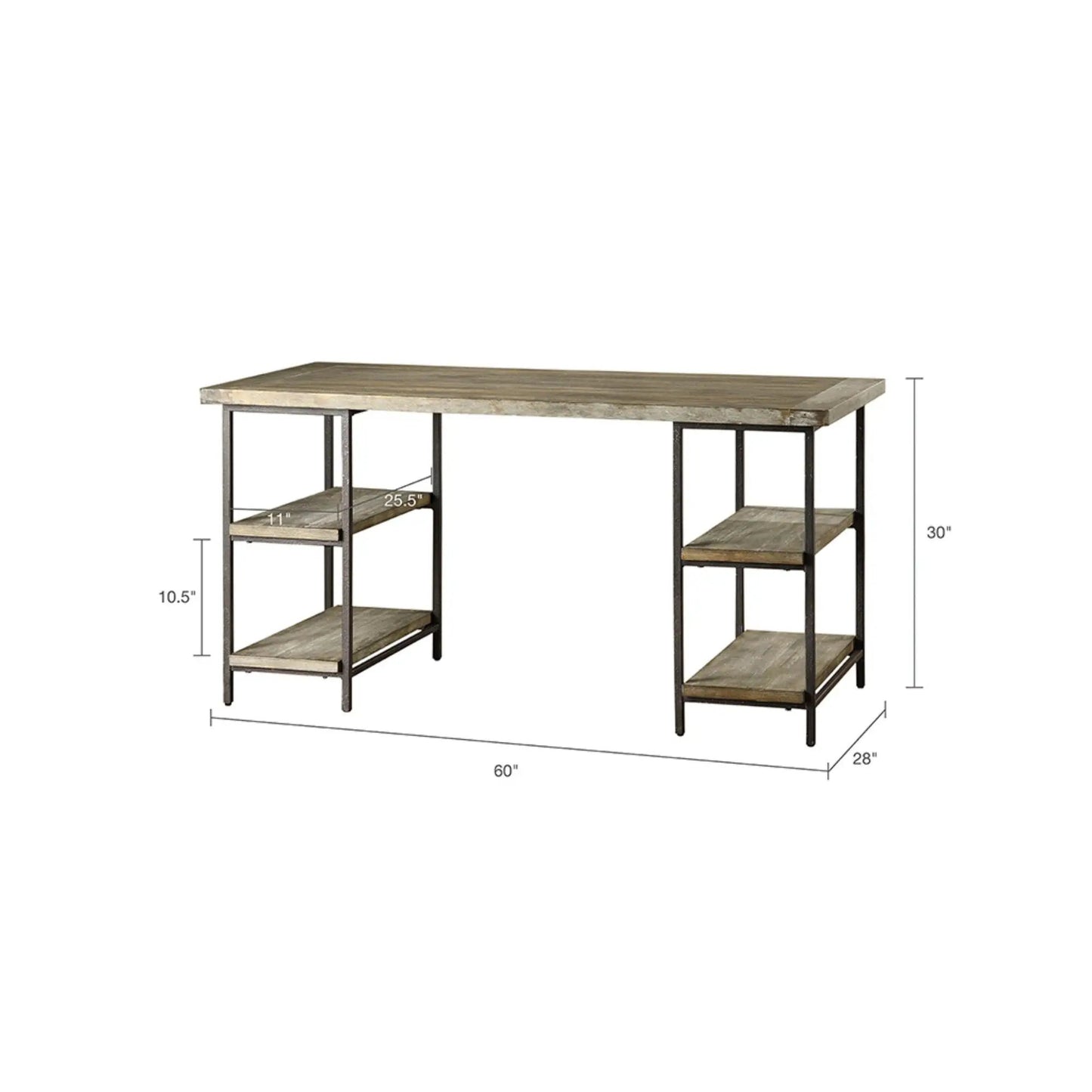 Two industrial metal-frame writing desks with gray shelves by Unique Piece Furniture on Tampa Home & Garden Store