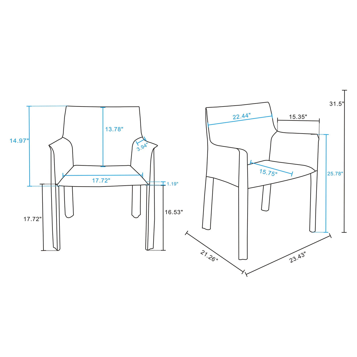 Vogue Dining Chair with Metal Frame, two chairs in light brown or dark gray, HouseOfZazla on Tampa Home & Garden Store