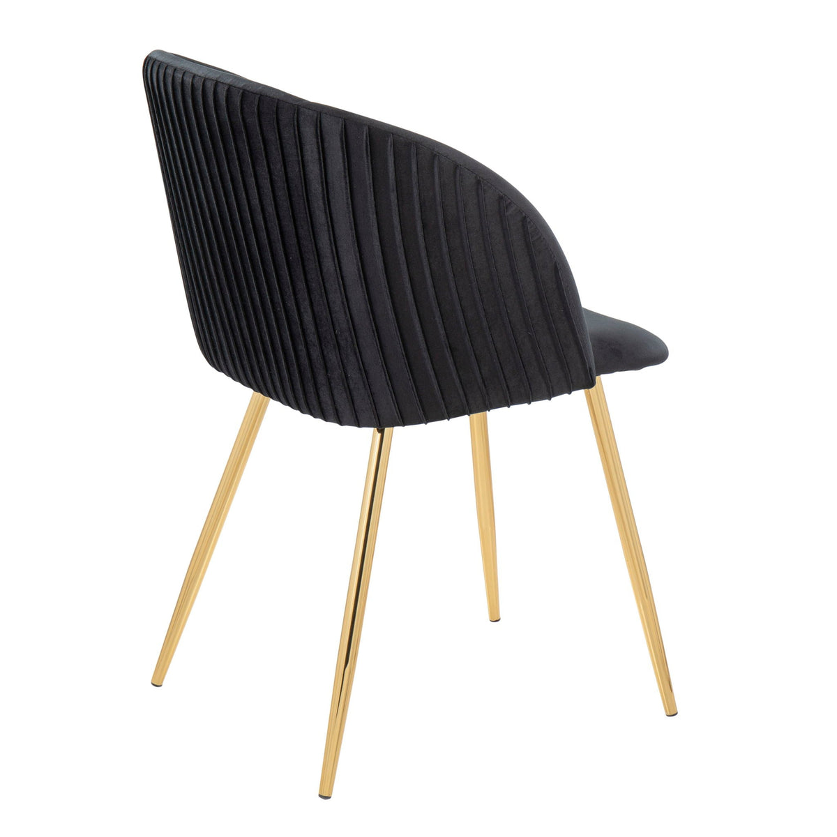 Pleated Waves contemporary chair set of 2 in black fabric with gold metal legs on Tampa Home & Garden Store