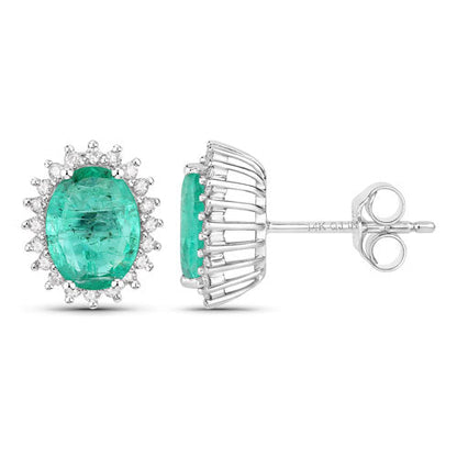 Earrings 2.66ct Zambian emerald with diamond halo in 14K white gold, stud backs Bids.com on Tampa Home & Garden Store