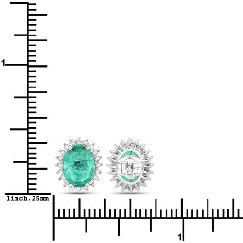 Earrings 14K white gold emerald and diamond halo studs, two pieces on Tampa Home & Garden Store