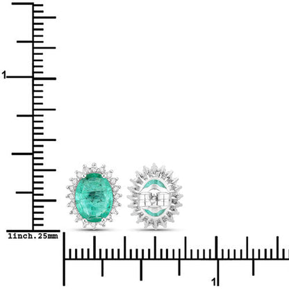 Earrings 14K white gold emerald and diamond halo studs, two pieces on Tampa Home & Garden Store
