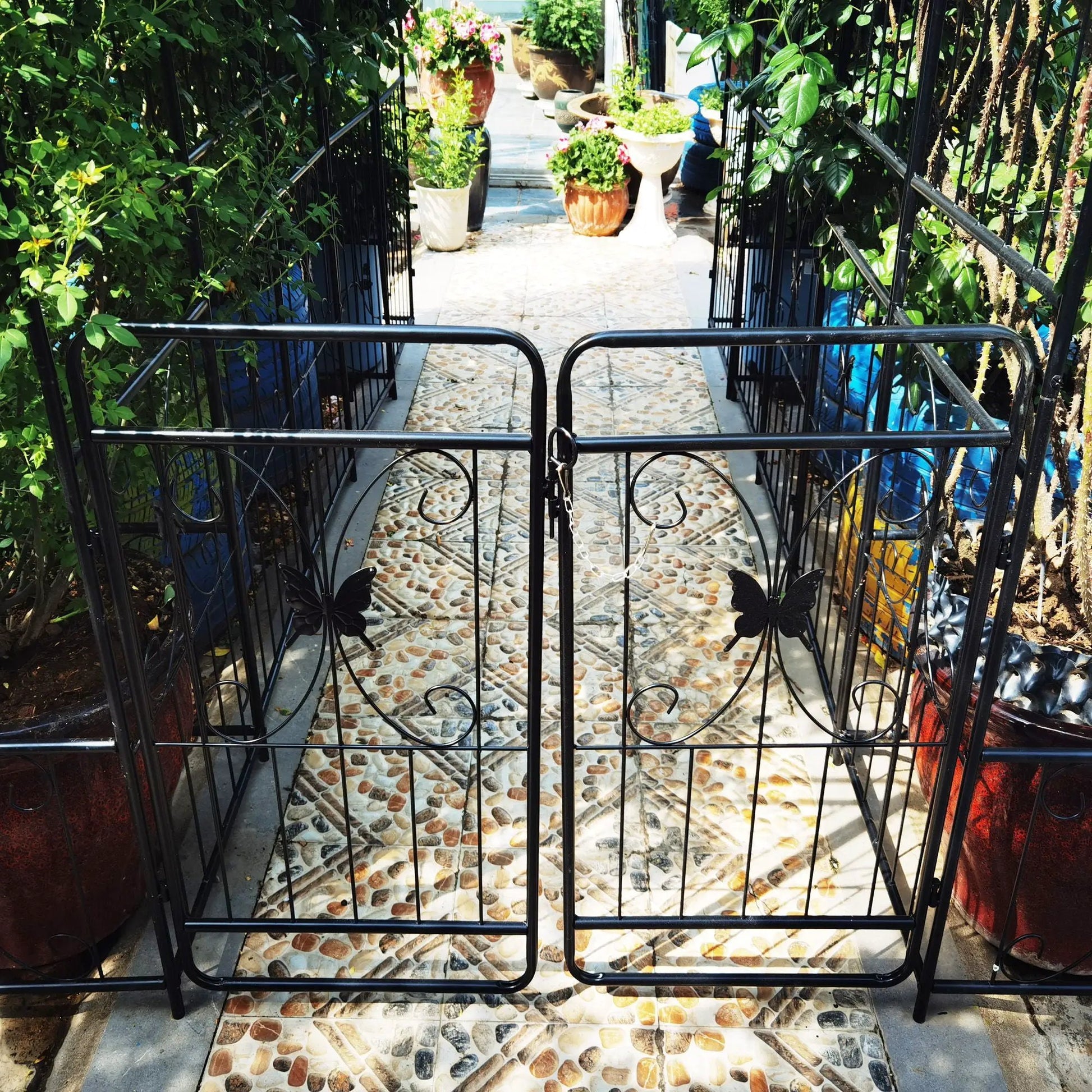 Metal garden arch with gate black for climbing plants by Unique Piece Furniture on Tampa Home & Garden Store
