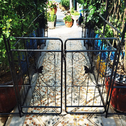 Metal garden arch with gate black for climbing plants by Unique Piece Furniture on Tampa Home & Garden Store