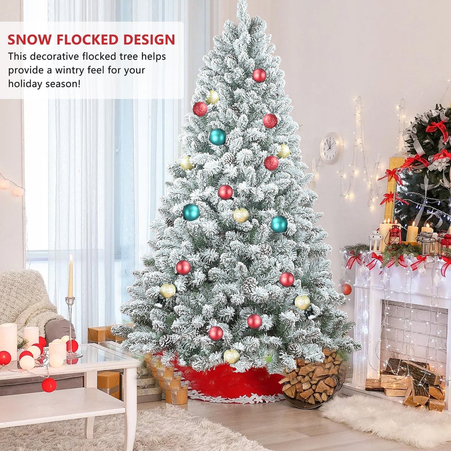 4ft Flocked Christmas Tree with Pine Cones and Snowy PVC Design by HouseOfZazla on Tampa Home & Garden Store