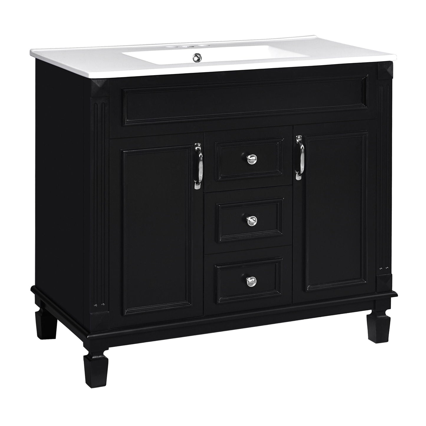 Bathroom Vanity With Ceramic Sink and Storage