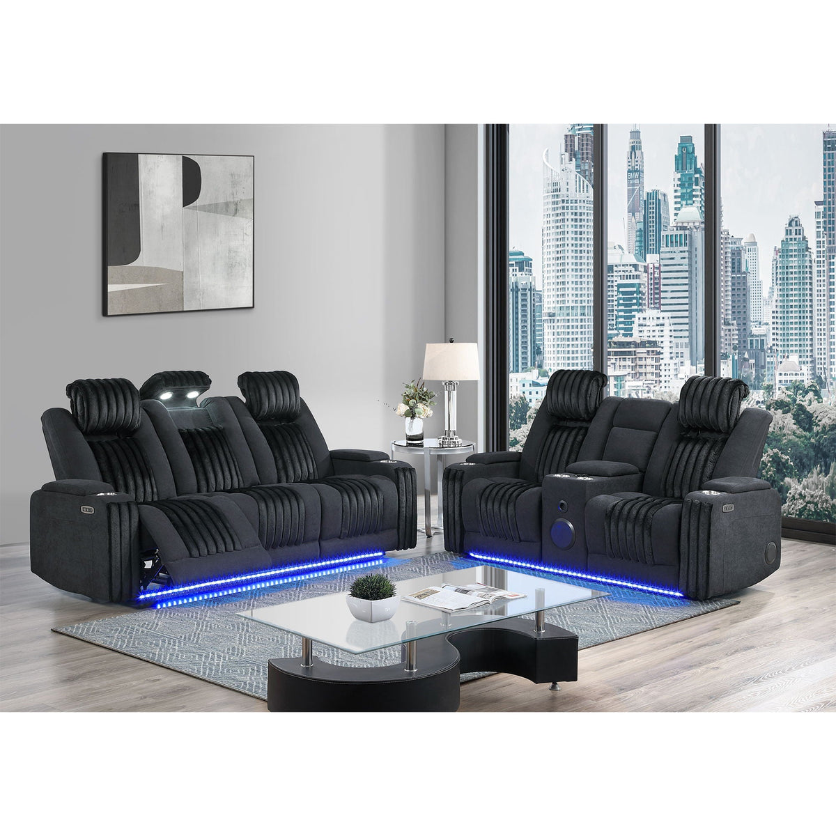 Duran Power Reclining Sofa and Drop Down Table